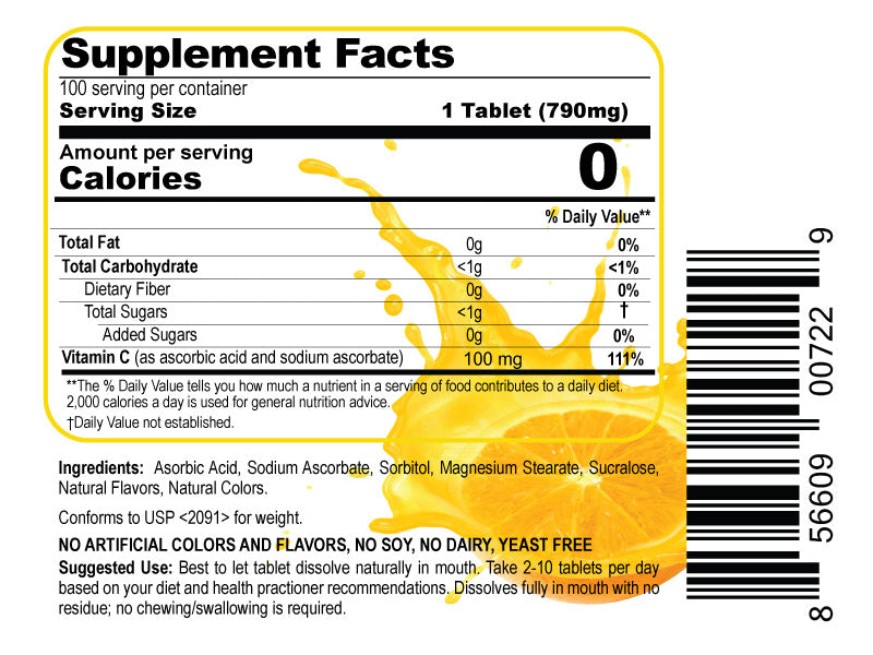 Vitamin C Chewable Natural Orange Flavor